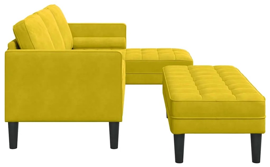 Sofá de Jardim vidaXL com Banco e Almofadas em Veludo Amarelo em L