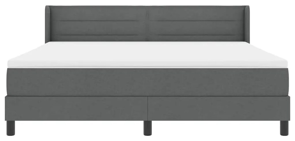 Cama Box com Colchão , Cinza Escuro, 180 x 200 cm, Tecido.
