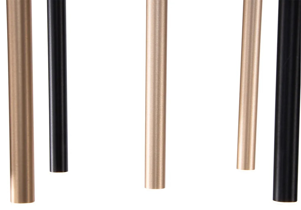 Candeeiro de suspensão preto com latão incl. LED regulável 10 luzes - Bea Design