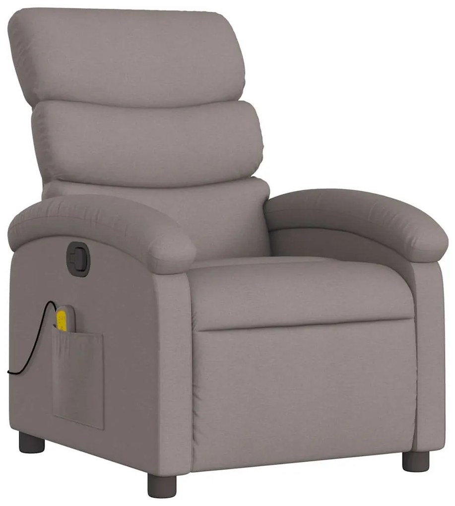 Poltrona de massagens reclinável tecido cinzento-acastanhado
