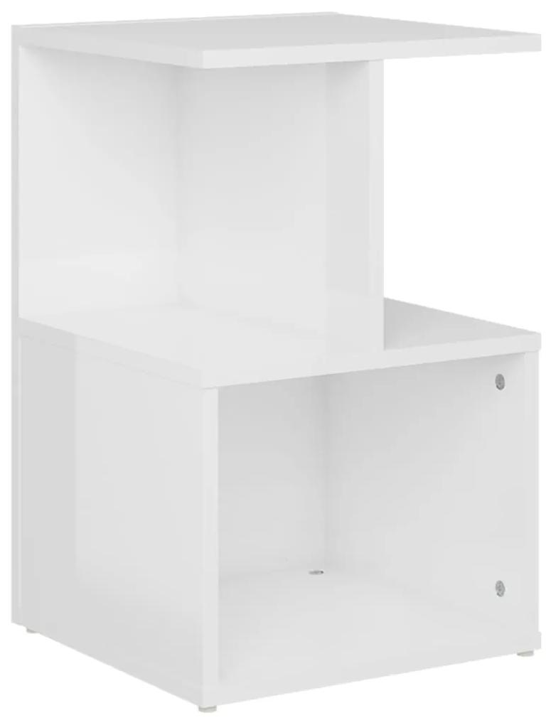 Mesa de cabeceira 35x35x55 cm contraplacado branco brilhante