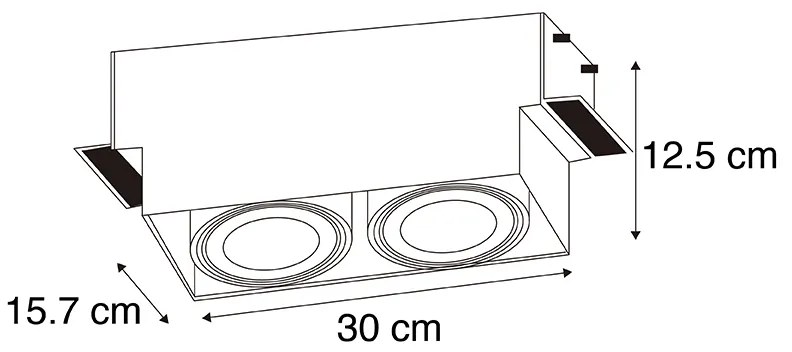 Foco embutido preto GU10 AR111 sem moldura 2 luzes - Oneon Moderno