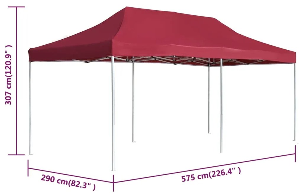 Tenda dobrável prof. para festas alumínio 6x3 m vermelho tinto