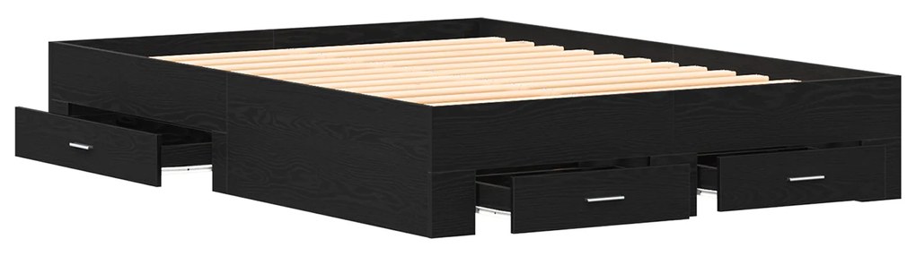Estrutura de Cama vidaXL com Gavetas Madeira de Carvalho Preto 135x190