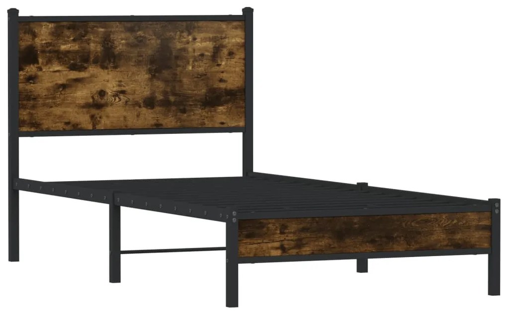 Estrutura de cama sem colchão 90x200 cm metal carvalho fumado