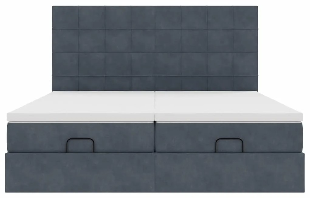 moldura de cama otomana vidaXL com colchão cinza escuro veludo