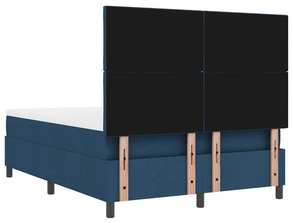 Cama Box com Colchão e LED Azul 140x200 cm Tecido
