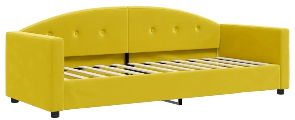 Sofá-cama com colchão 80x200 cm veludo amarelo