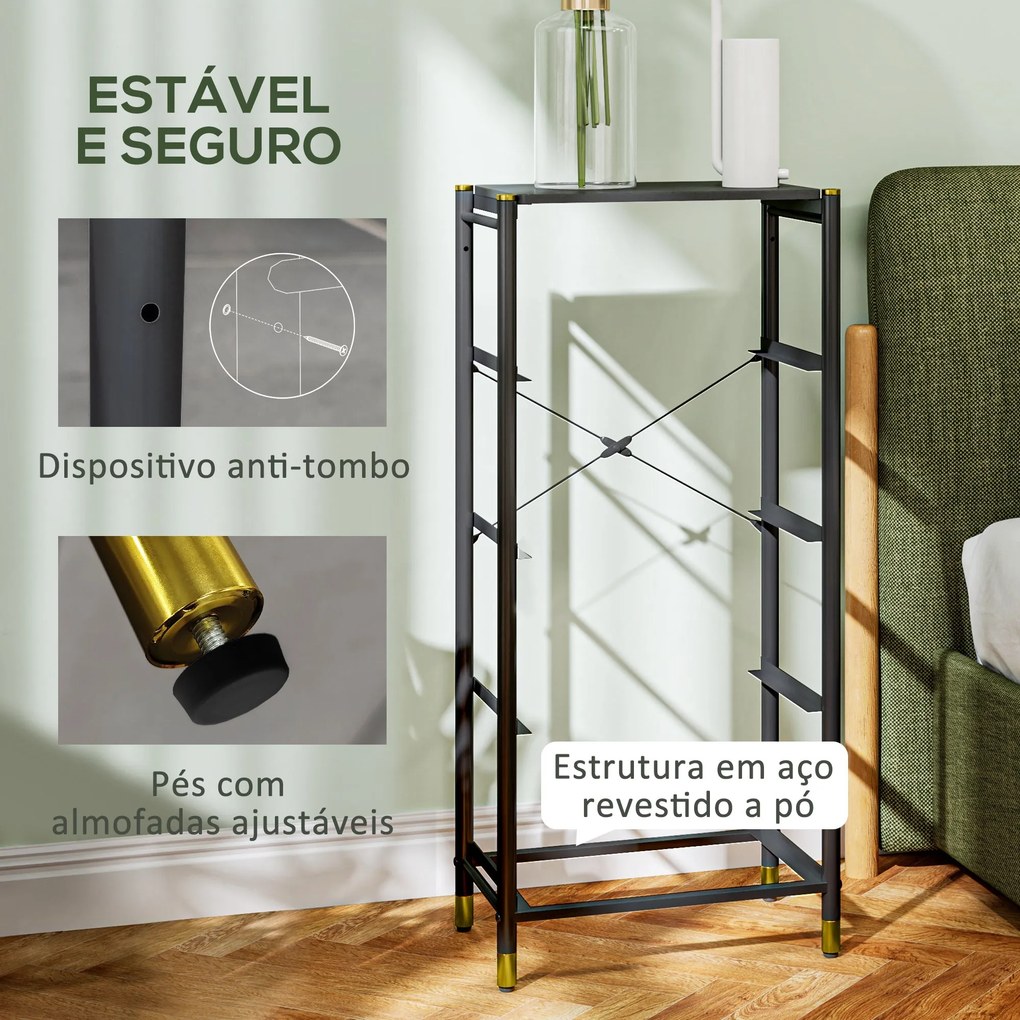 Cómoda para Dormitório Cómoda de Tecido com 4 Gavetas Dobráveis com Fr
