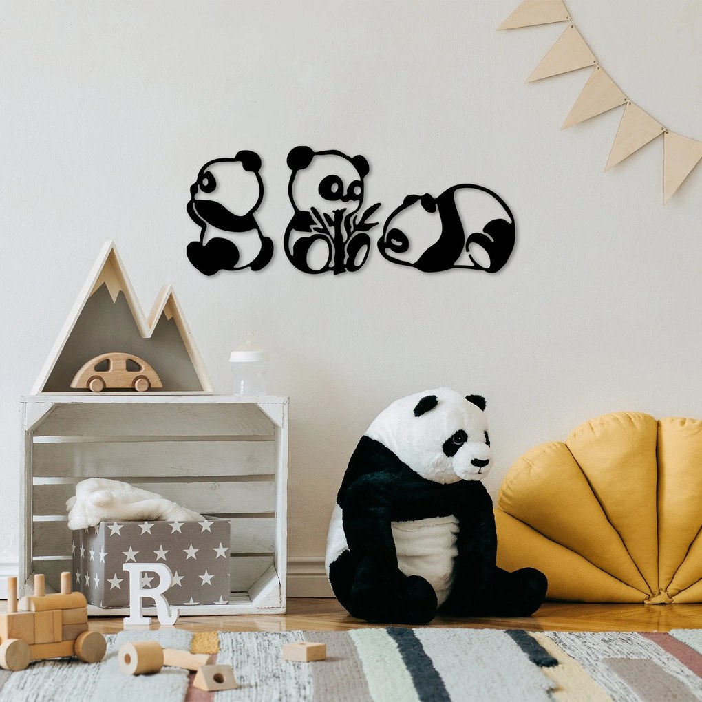 Acessório Decorativo de Parede Pandas – Preto – 18 x 26 cm, 20 x 27 cm