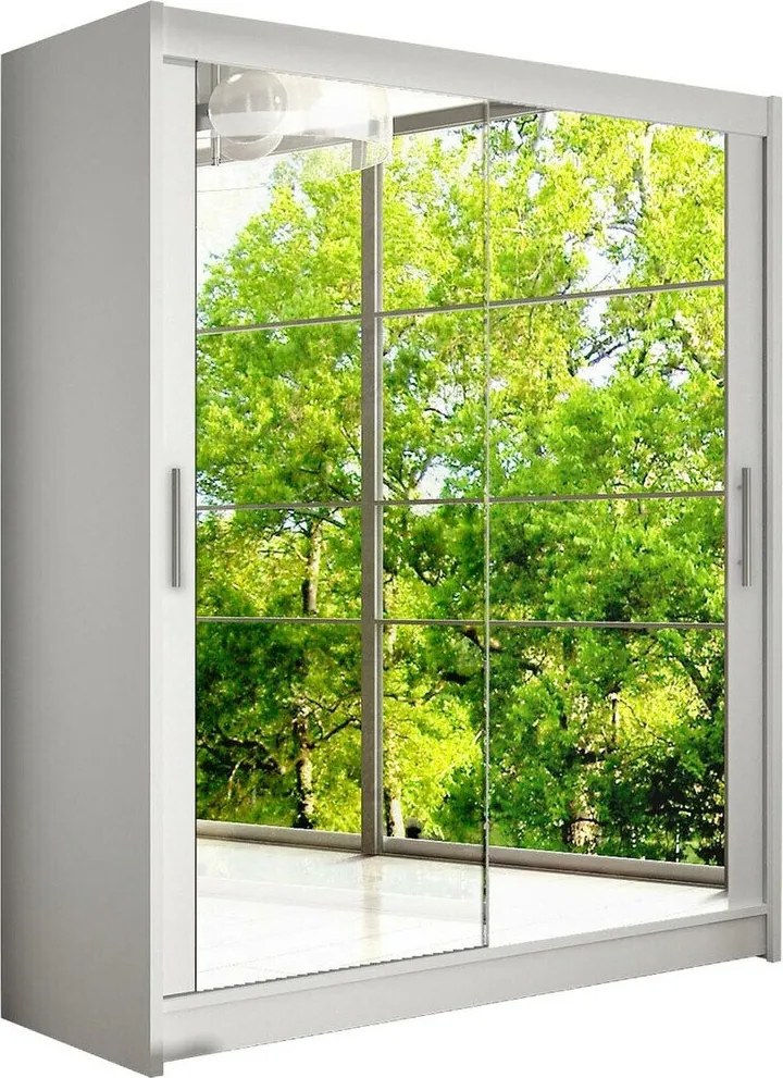 Roupeiro Closico 127, Branco, 200x150x58cm, 114 kg, Portas para roupeiro: Deslizante, Número de prateleiras: 5, Número de prateleiras: 5