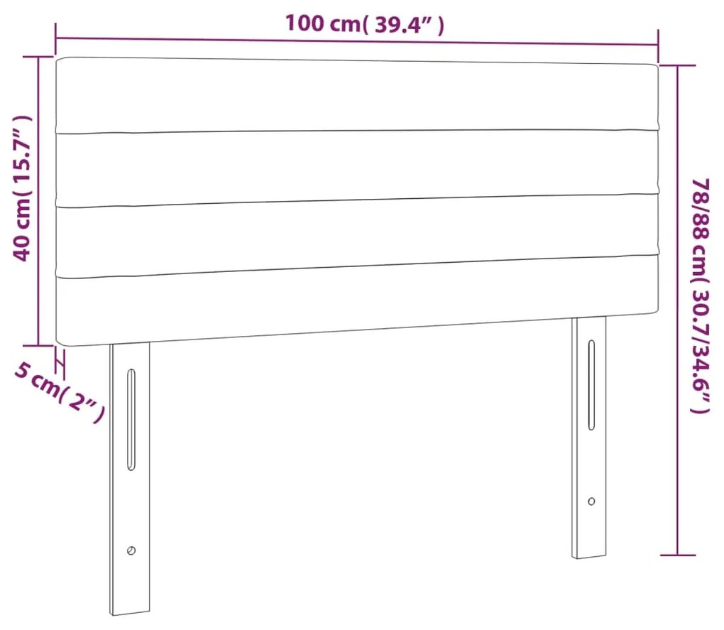 Cabeceira de cama tecido 100x5x78/88 cm cinzento-acastanhado