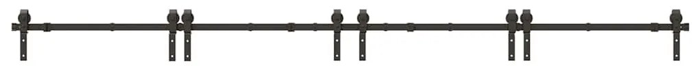 Kit de ferragens para porta deslizante 366 cm aço preto