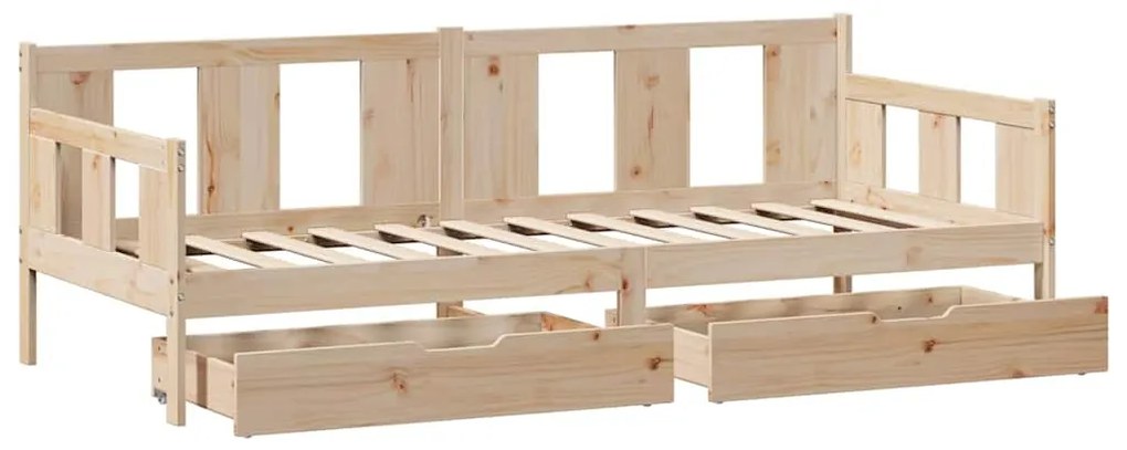 Sofá-cama com gavetas 90x200 cm madeira de pinho maciça