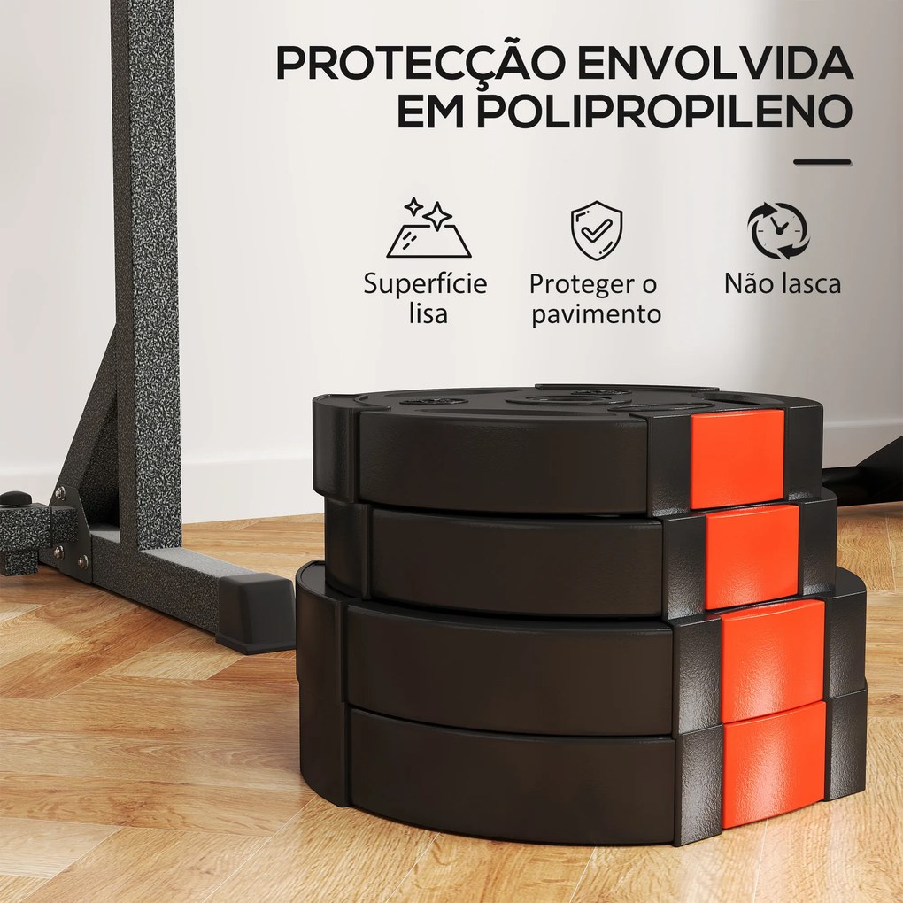 Conjunto de Discos de Pesos de 4 Peças Discos de Pesos 2x10 kg e 2x5 kg com Orifícios de 2,5 cm Preto