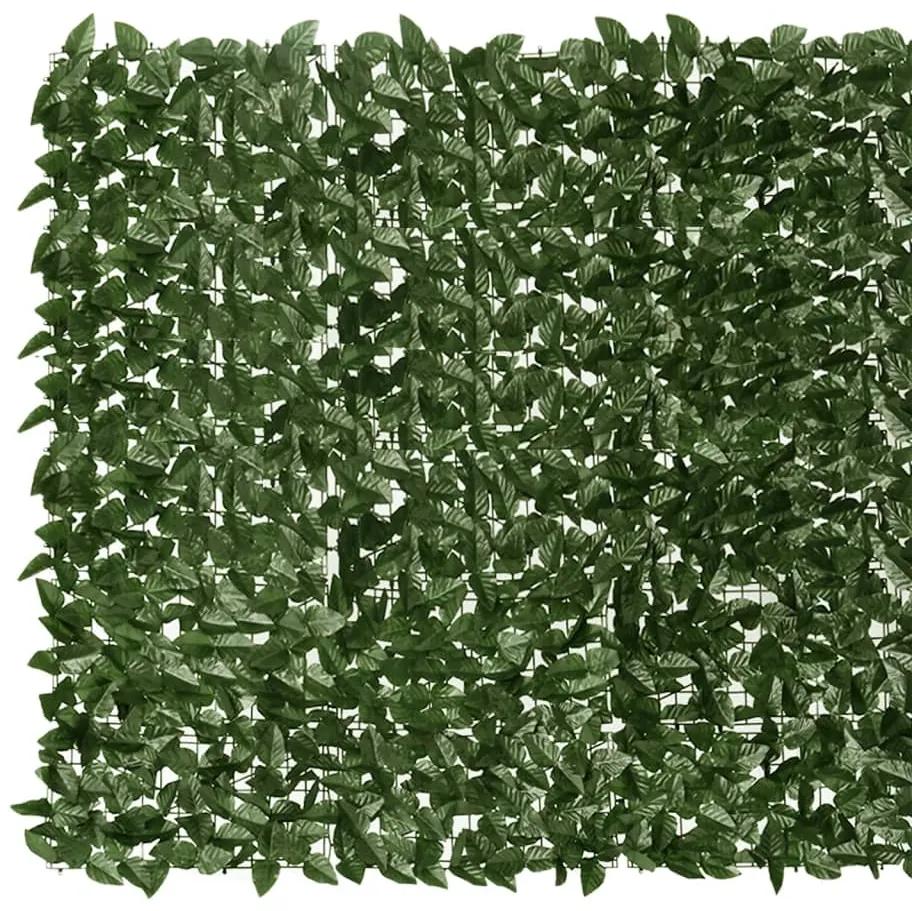Tela de varanda com folhas verde-escuras 400x150 cm