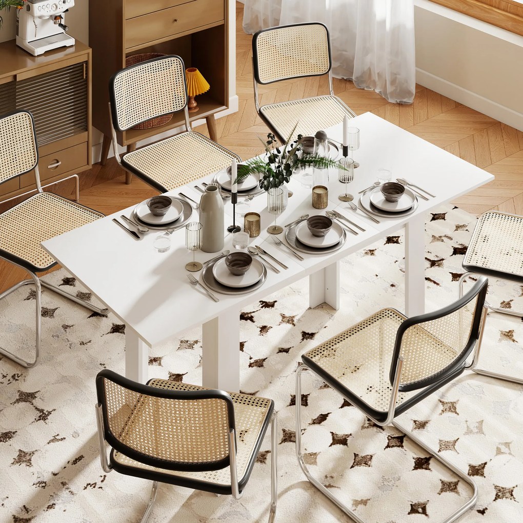 Mesa de jantar extensível 140-180 x 80 cm (CADEIRAS NÃO INCLUIDAS), mesa de cozinha retangular, para 6-8 pessoas, branca
