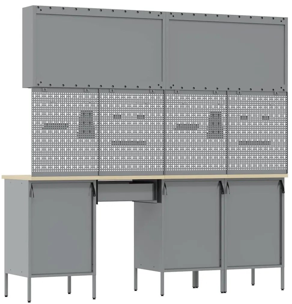 Conjunto de Armário vidaXL Conjunto de 10 Preto Aço 200 x 55 x 200 cm