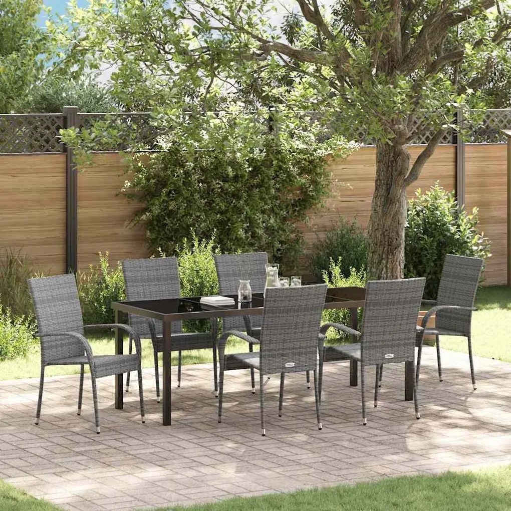vidaXL Conjunto de Jantar para Jardim 7 pcs Cinzento Standard