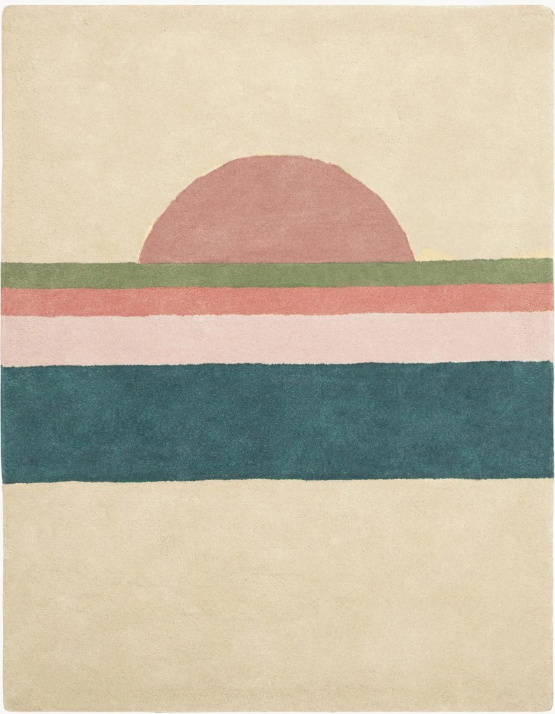 Tapete infantil tufado à mão Sunset Pink Green