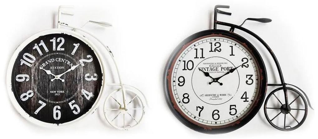 Relógio de Parede DKD Home Decor Cristal Preto Bicicleta Branco Ferro (60 x 6 x 50 cm) (2 pcs)