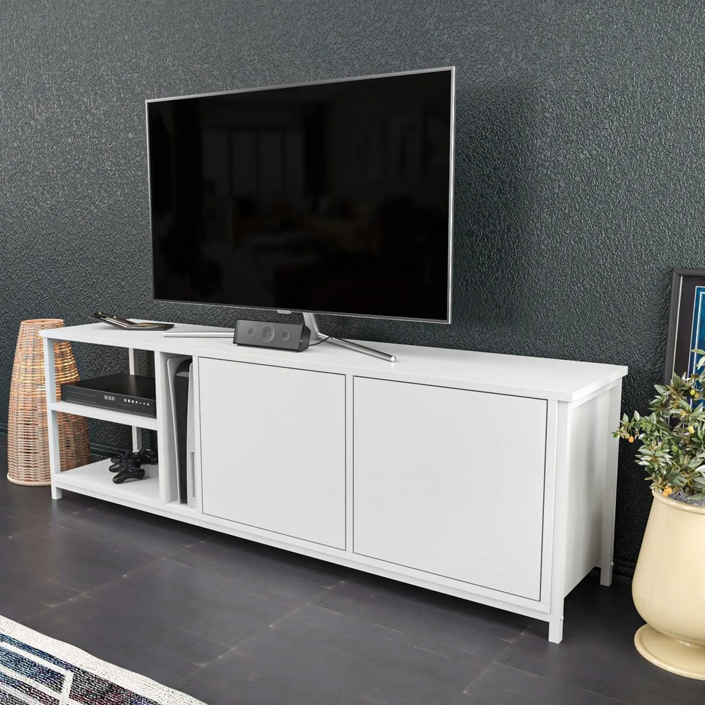 Suporte para TV Primrose – Branco – 160 cm x 35,3 cm x 50,8 cm