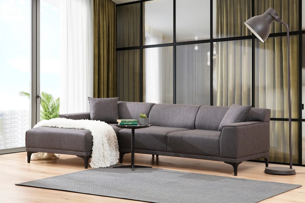 Sofá de Canto Petra – Antracite – 145 x 250 cm