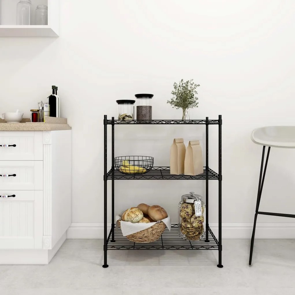 vidaXL Unidade de 3 prateleiras 60x35x76 cm 150 kg preto