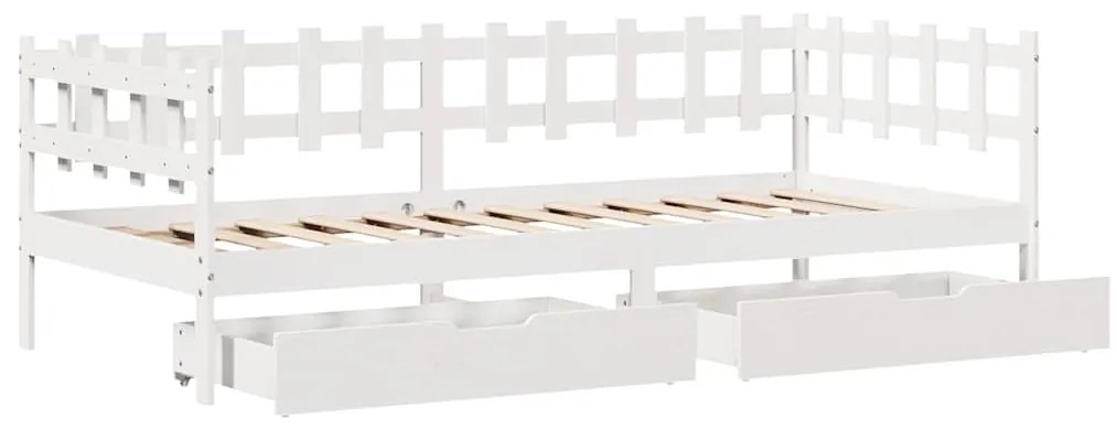 Sofá-cama c/ gavetas 90x200cm madeira de pinho maciça branco