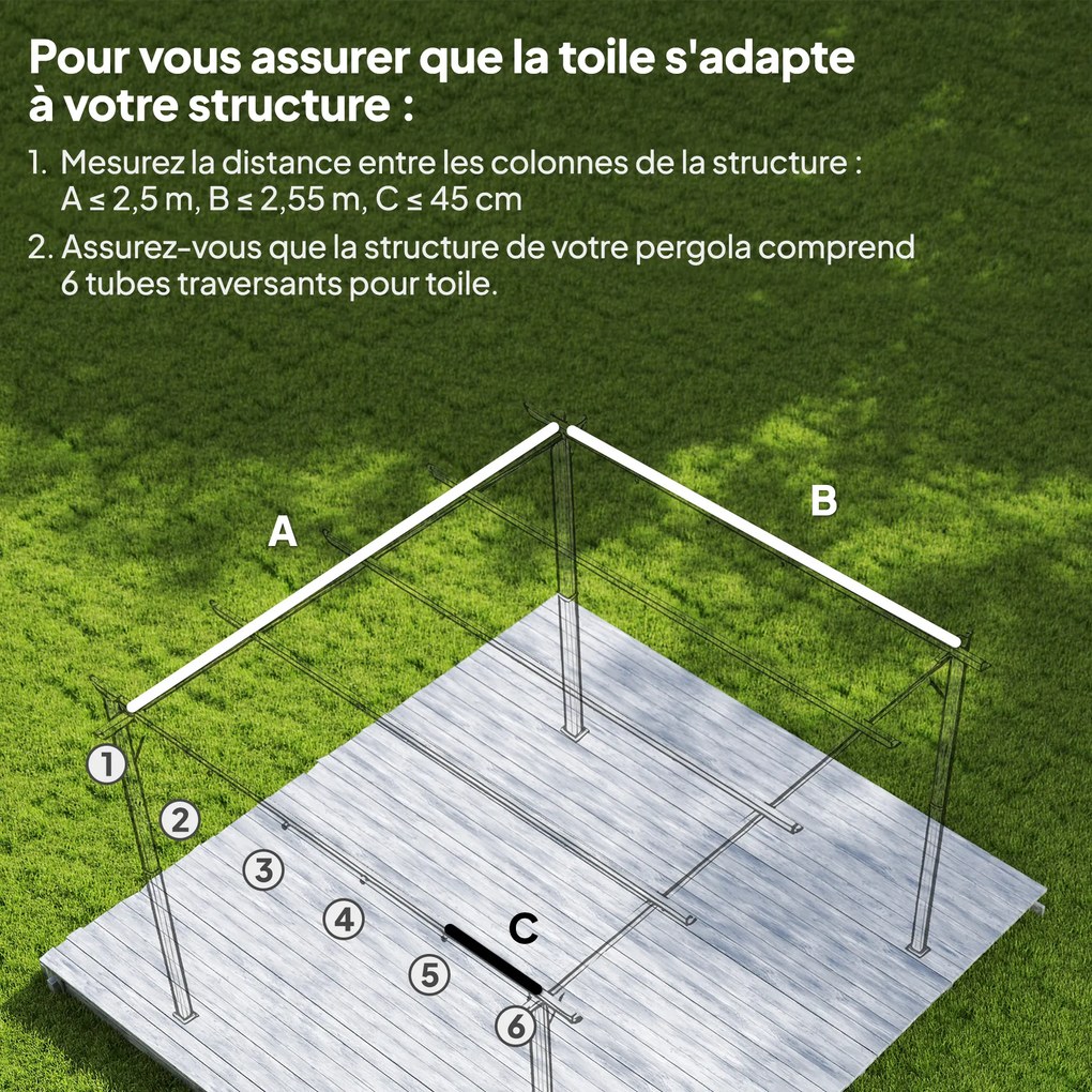 Lona para tenda retrátil de 3 x 3 m – apenas a lona, 250 x 255 cm (ESTRUTURA NÃO ESTÁ INCLUÍDA), cinzento claro