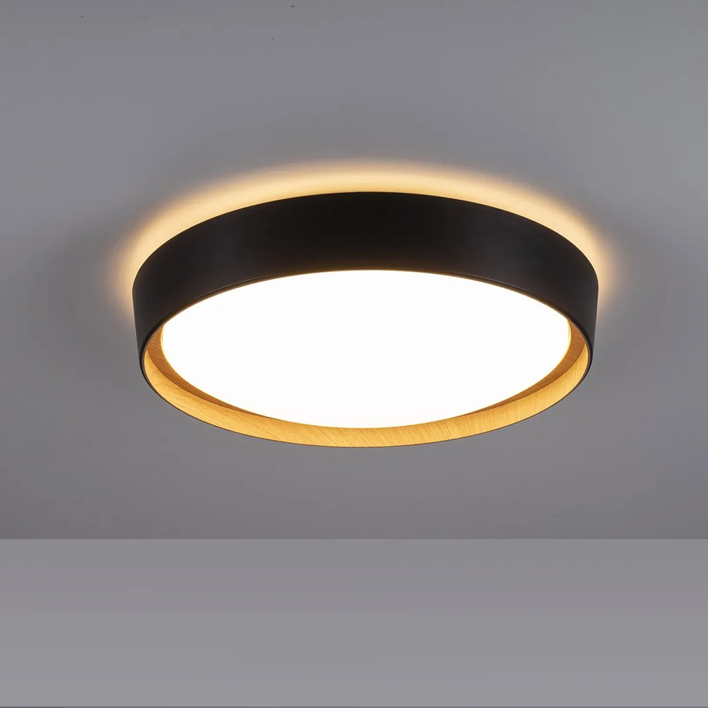 Candeeiro de teto rústico preto com LED 3-passos regulável - Jure Rústico