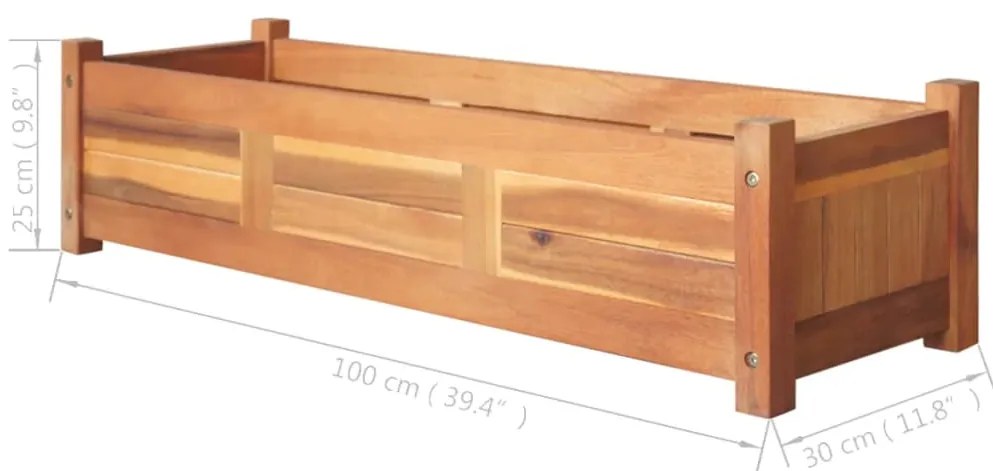 Canteiro elevado de jardim 2 pcs 100x30x25 cm madeira de acácia