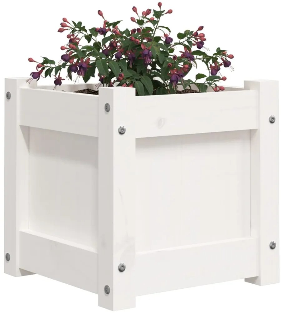 Vasos/floreiras de jardim 2 pcs madeira de pinho maciça branco