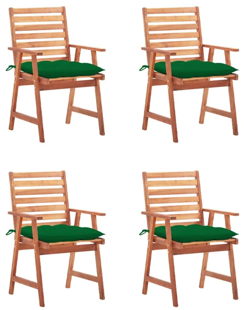 vidaXL Cadeiras de jantar p/ jardim 4 pcs c/ almofadões acácia maciça