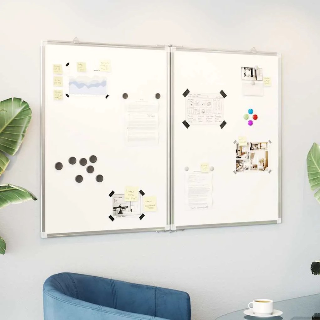 vidaXL Quadro branco magnético dobrável 100x80x1,7 cm alumínio