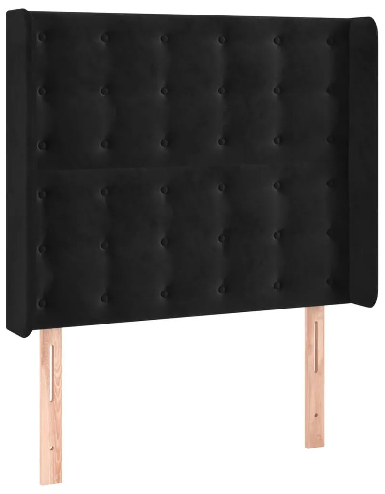 Cabeceira de cama c/ luzes LED veludo 93x16x118/128 cm preto