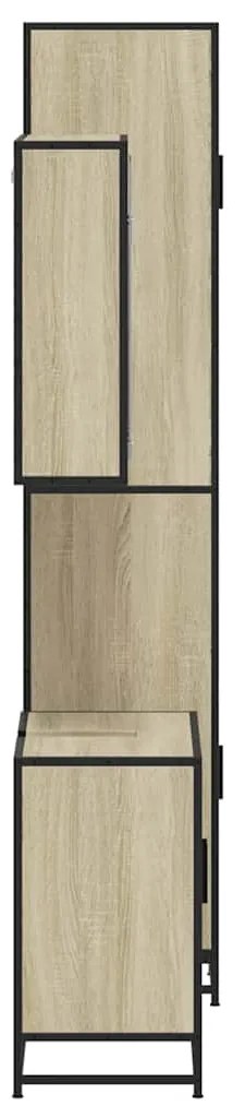 3 pcs conj. móveis casa banho derivados madeira carvalho sonoma
