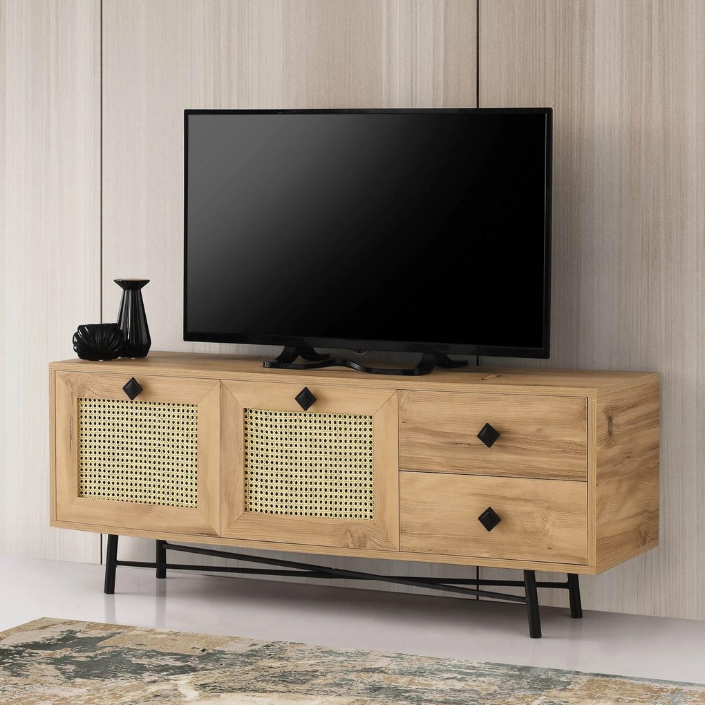 Móvel TV Hapsiyas – Carvalho Preto – 140 cm x 60 cm x 40 cm