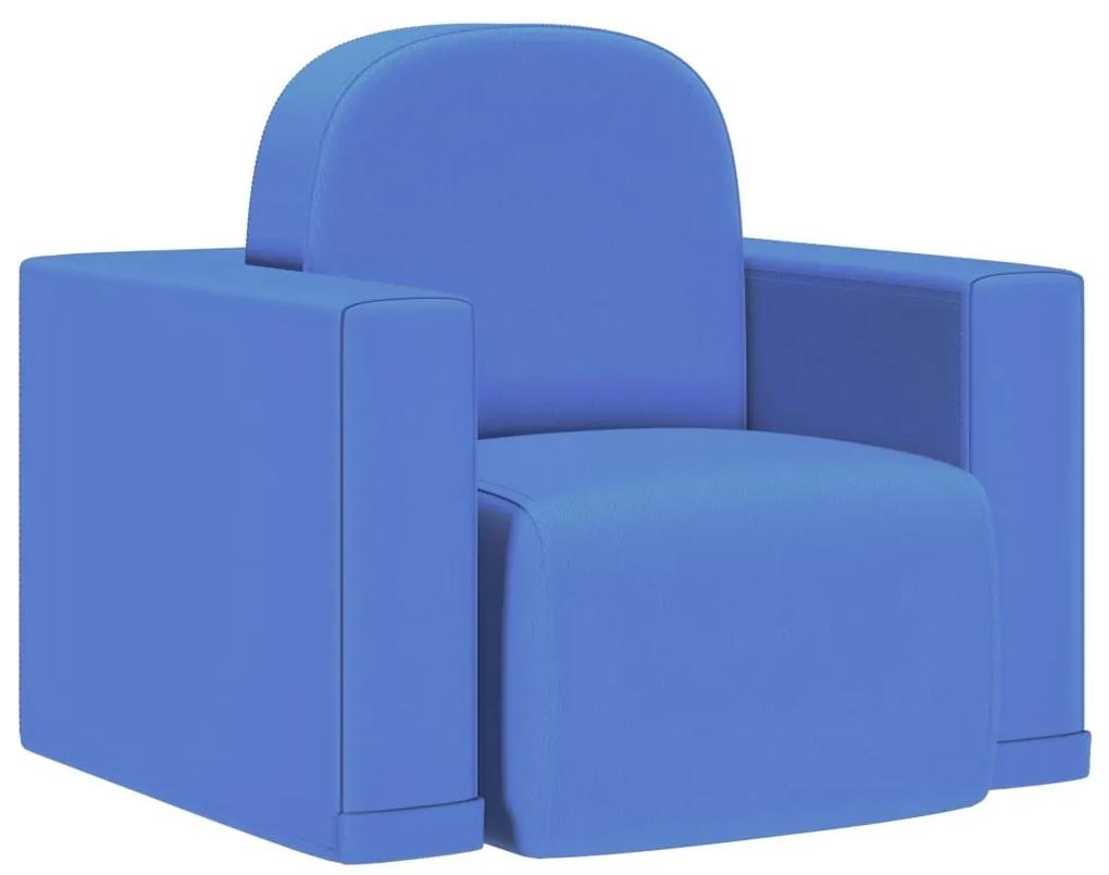 Sofá infantil 2-em-1 couro artificial azul