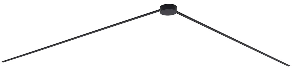 Sistema de iluminação de trilho moderno preto monofásico 400 cm com fonte de alimentação redonda - Magnetic