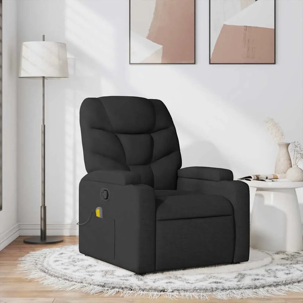 Poltrona de massagens reclinável tecido preto