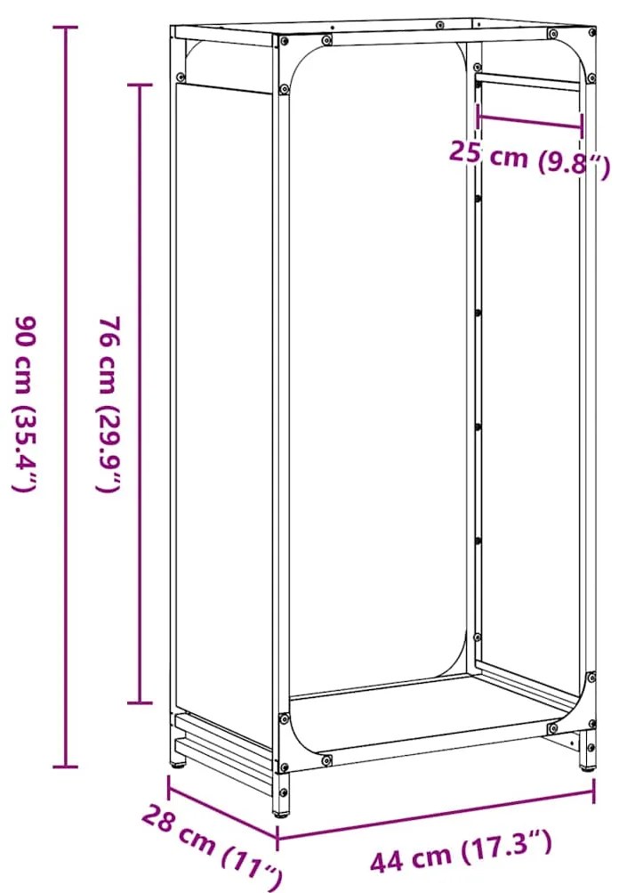 Suporte para lenha 44x28x90 cm aço laminado a frio branco