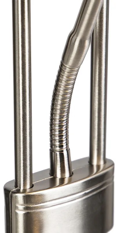 Candeeiro de pé em aço com candeeiro de leitura incluindo LED e dimmer - Diva 2