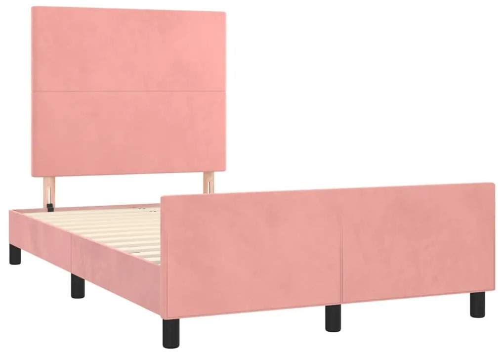 Estrutura de cama com colchão 120x190 cm veludo rosa