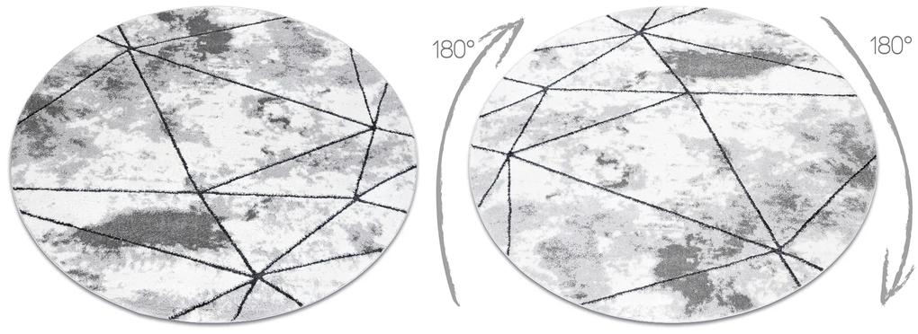 Tapete moderno COZY Polygons Circulo, geométrico, triângulos - Structural dois níveis de lã cinzento