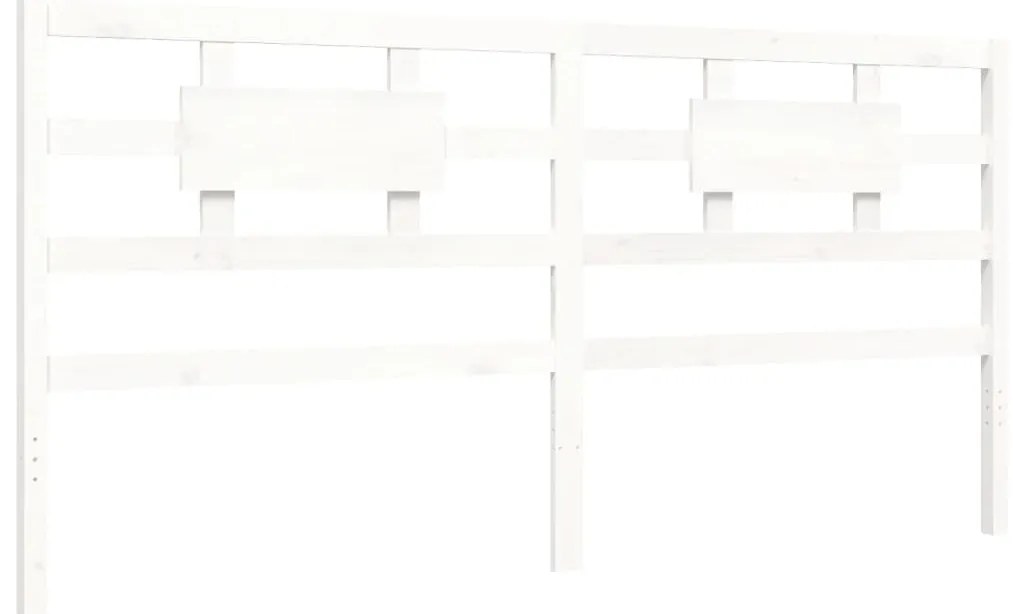 Estrutura de cama com cabeceira 200x200cm madeira maciça branco
