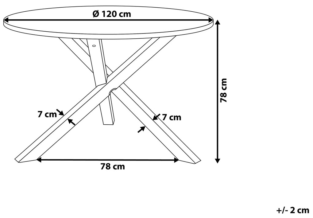 Mesa de jantar cor de madeira clara e pés brancos ⌀ 120 cm JACKSONVILLE Beliani