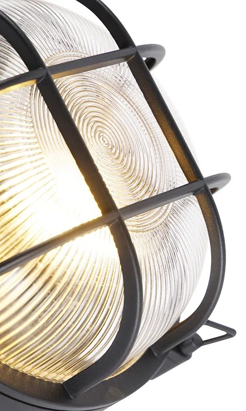 Aplique de parede redondo industrial preto IP44 - Noutica Industrial