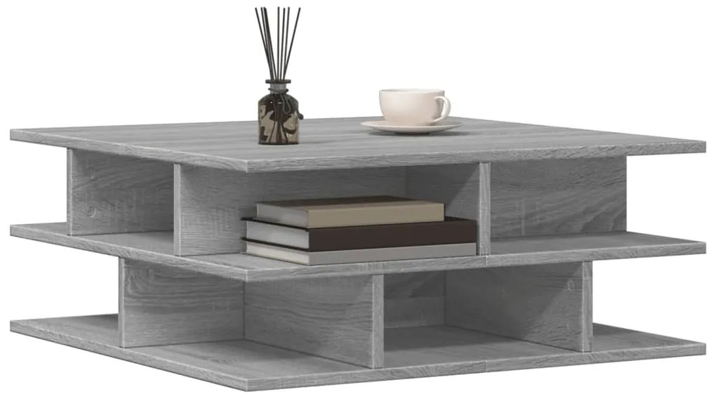 Mesa de centro 70x70x29 cm derivados de madeira cinzento sonoma