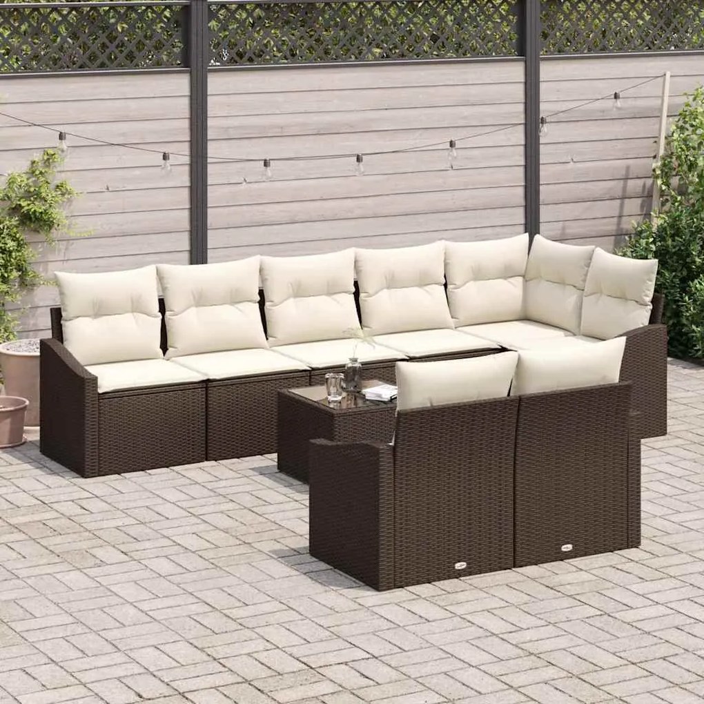 Conjunto de Jantar de Jardim com 9 Peças e Almofadas em Rattan Poliést